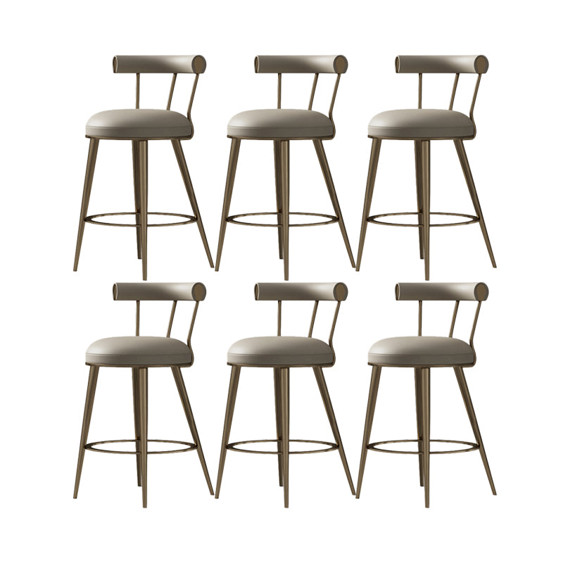 Glam Style Low Back Round Upholstered Bar Stool with Metal Legs