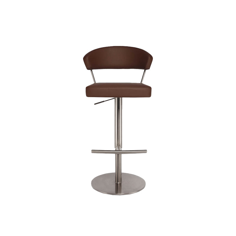 Upholstered Adjustable Height Swivel Armless Bar Stool with Footrest