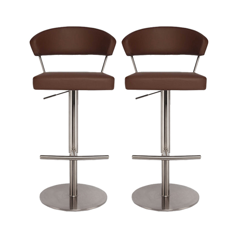 Upholstered Adjustable Height Swivel Armless Bar Stool with Footrest