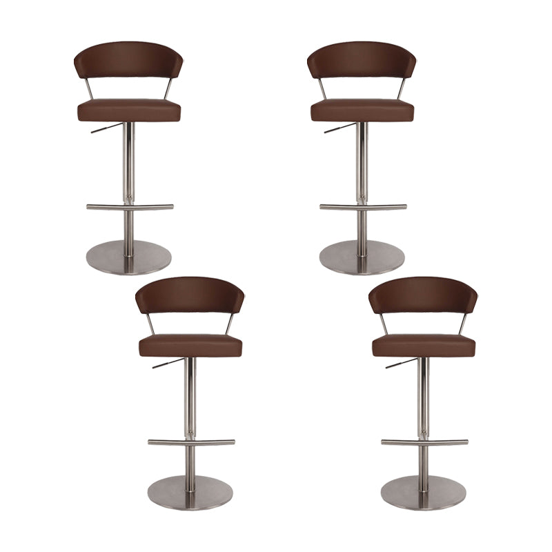 Upholstered Adjustable Height Swivel Armless Bar Stool with Footrest