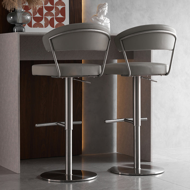 Upholstered Adjustable Height Swivel Armless Bar Stool with Footrest