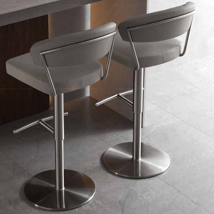 Upholstered Adjustable Height Swivel Armless Bar Stool with Footrest