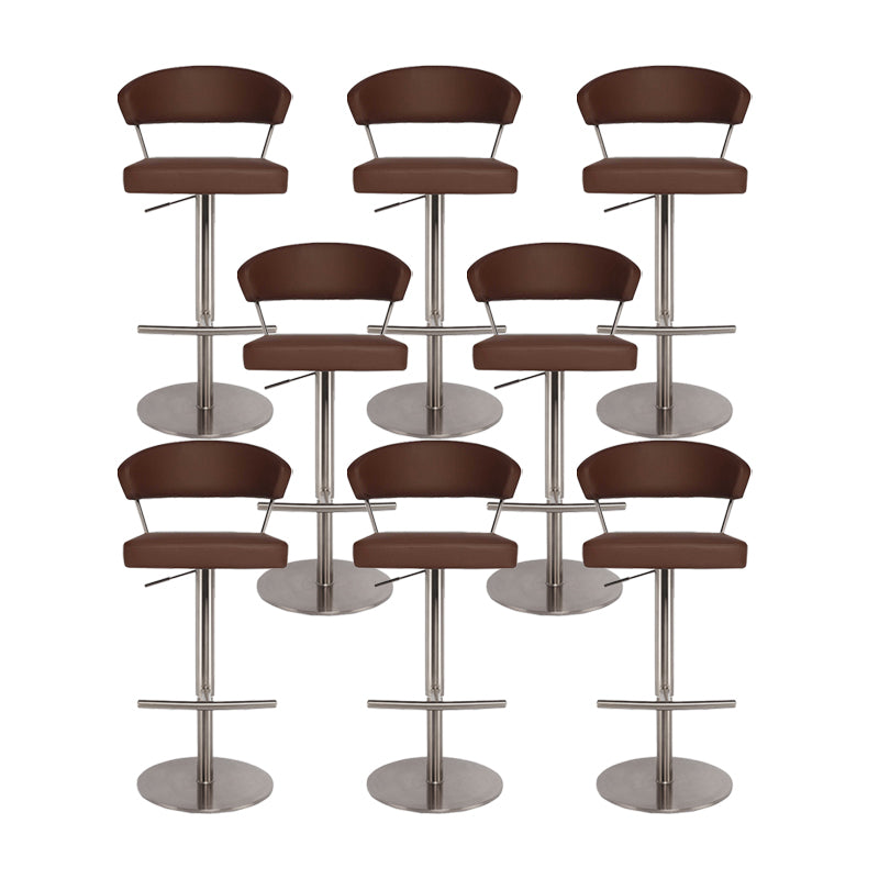 Upholstered Adjustable Height Swivel Armless Bar Stool with Footrest