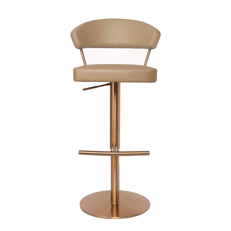 Upholstered Adjustable Height Swivel Armless Bar Stool with Footrest