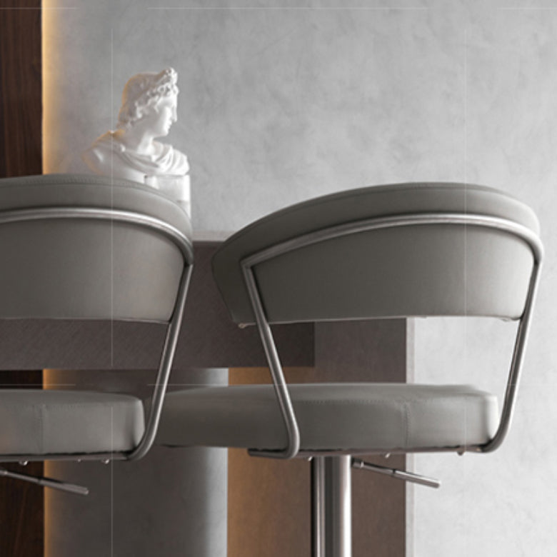 Upholstered Adjustable Height Swivel Armless Bar Stool with Footrest