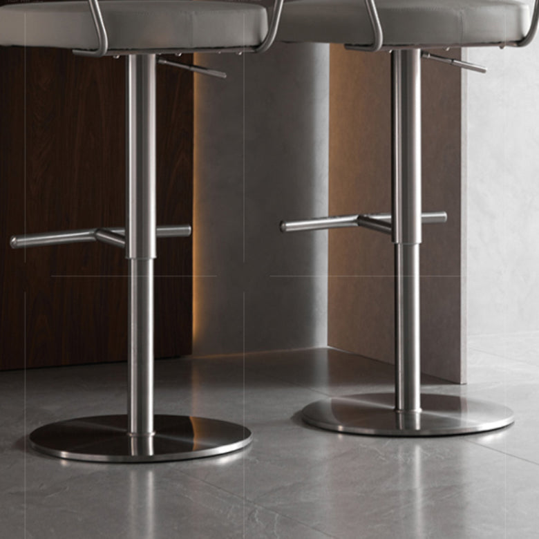Upholstered Adjustable Height Swivel Armless Bar Stool with Footrest