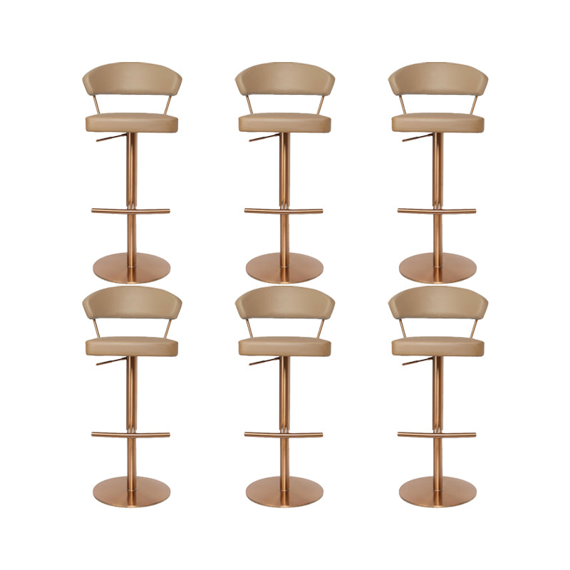 Upholstered Adjustable Height Swivel Armless Bar Stool with Footrest
