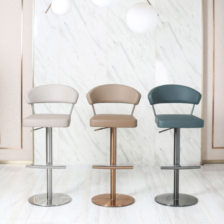 Upholstered Adjustable Height Swivel Armless Bar Stool with Footrest