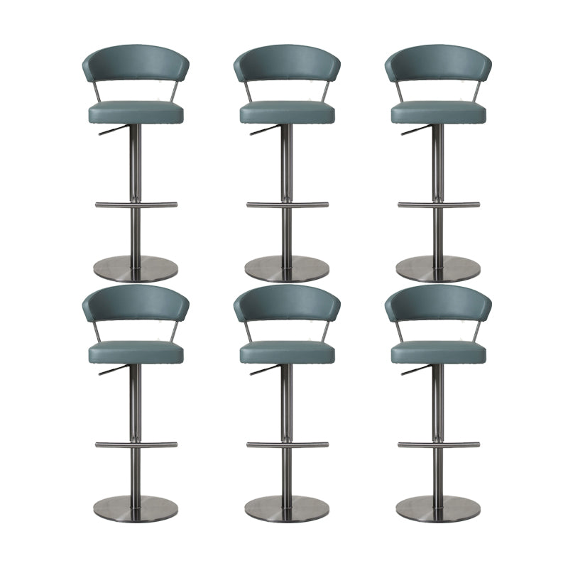 Upholstered Adjustable Height Swivel Armless Bar Stool with Footrest