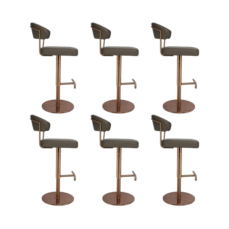 Upholstered Adjustable Height Swivel Armless Bar Stool with Footrest