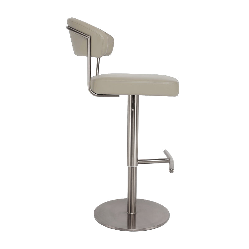 Upholstered Adjustable Height Swivel Armless Bar Stool with Footrest