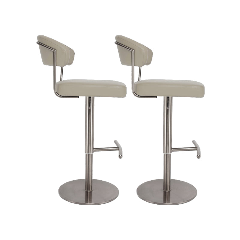 Upholstered Adjustable Height Swivel Armless Bar Stool with Footrest