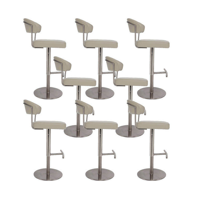 Upholstered Adjustable Height Swivel Armless Bar Stool with Footrest