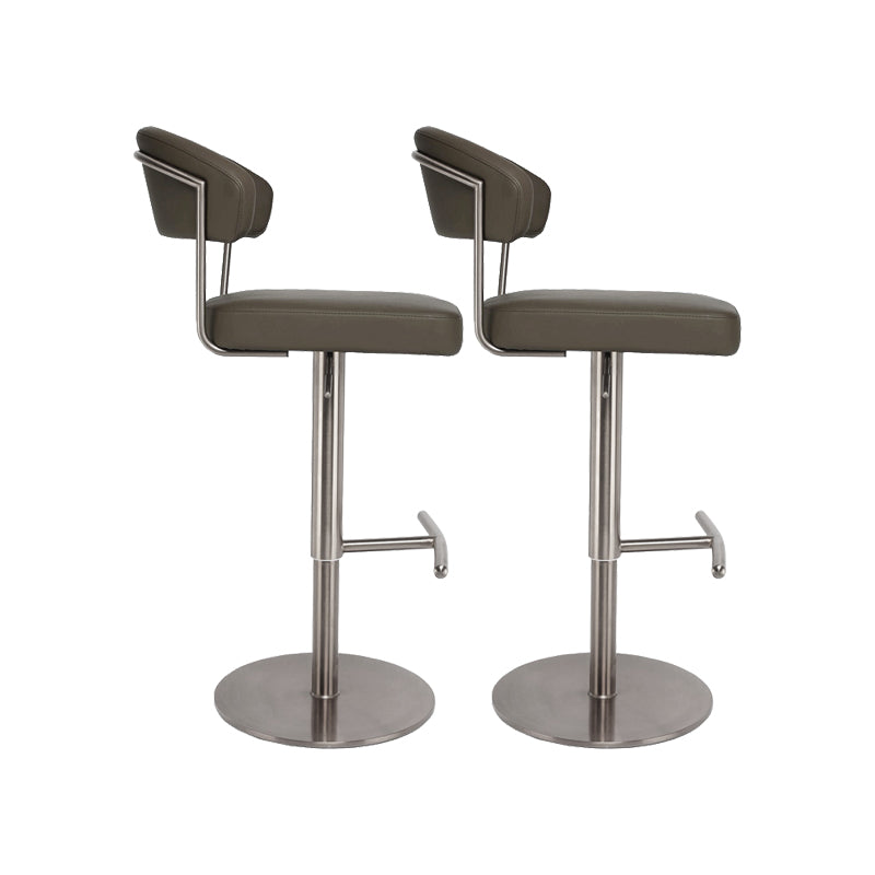 Upholstered Adjustable Height Swivel Armless Bar Stool with Footrest