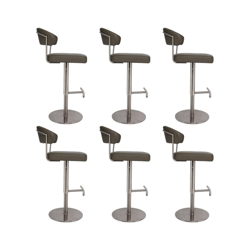 Upholstered Adjustable Height Swivel Armless Bar Stool with Footrest