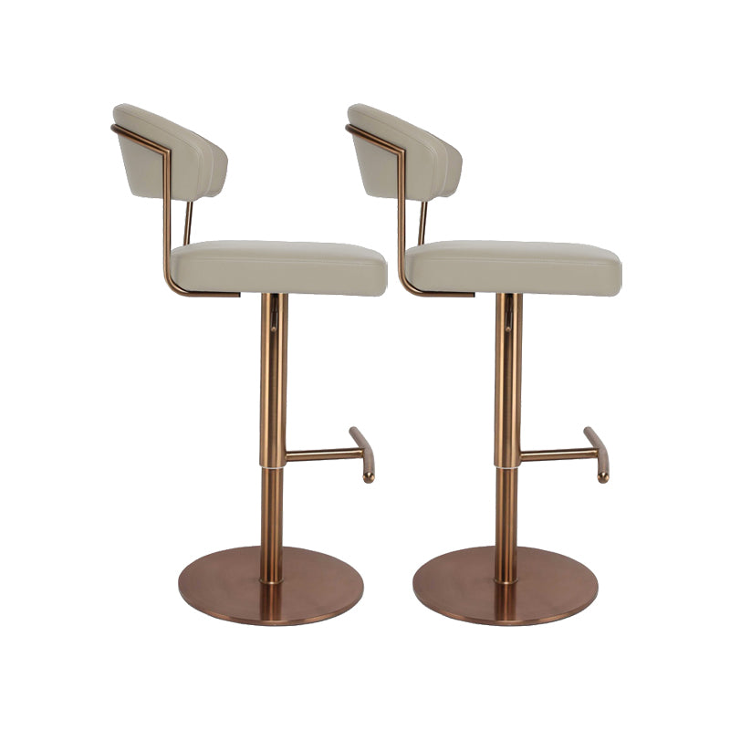 Upholstered Adjustable Height Swivel Armless Bar Stool with Footrest