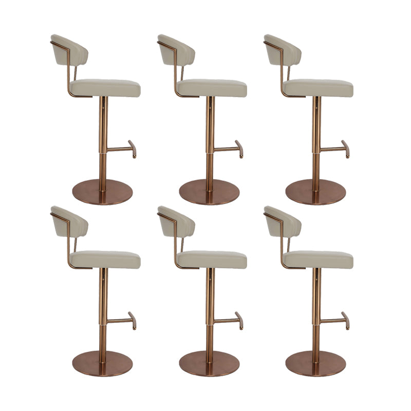 Upholstered Adjustable Height Swivel Armless Bar Stool with Footrest