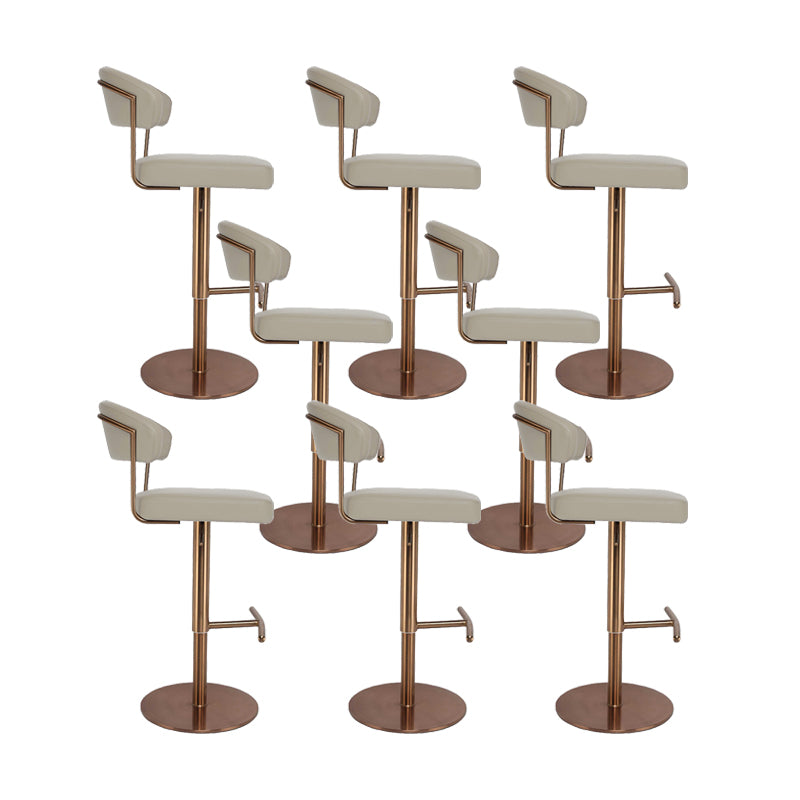 Upholstered Adjustable Height Swivel Armless Bar Stool with Footrest