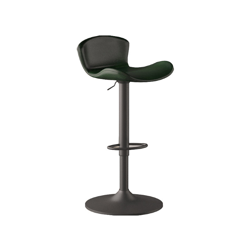 Faux Leather Adjustable Height Swivel Armless Bar Stool with Footrest