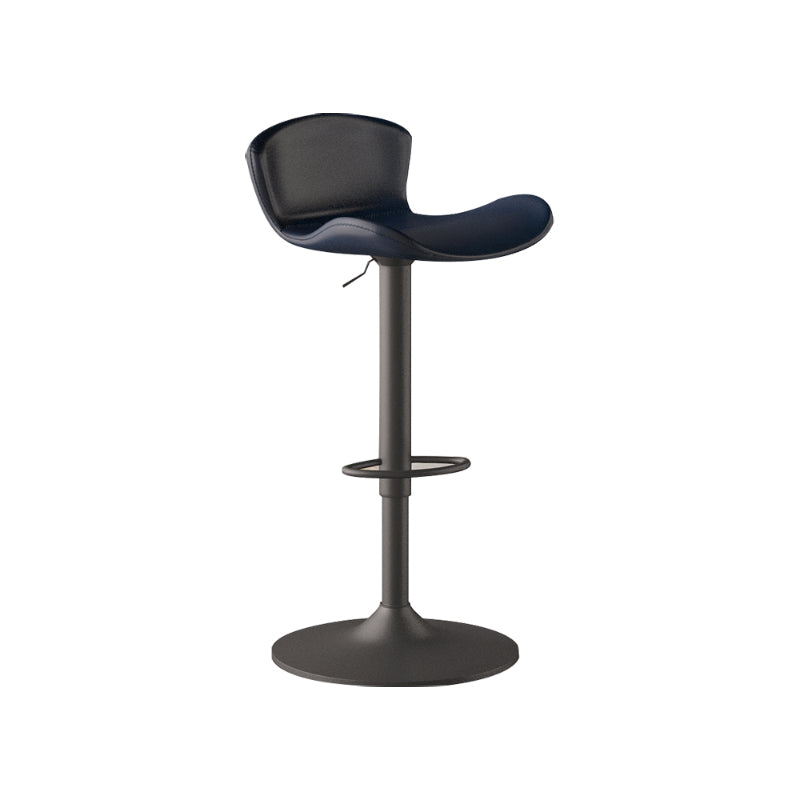 Faux Leather Adjustable Height Swivel Armless Bar Stool with Footrest