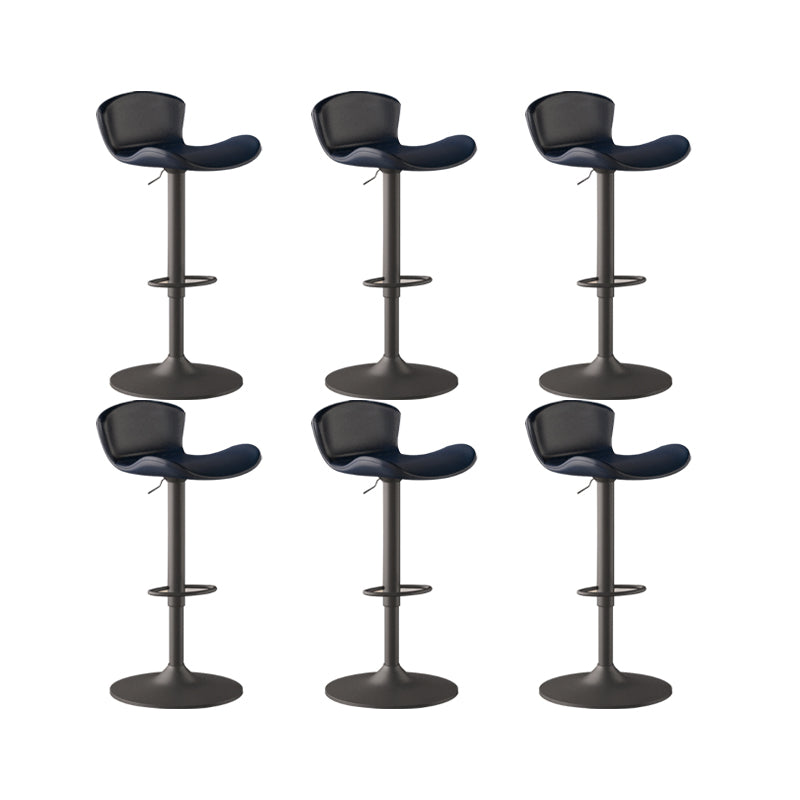 Faux Leather Adjustable Height Swivel Armless Bar Stool with Footrest