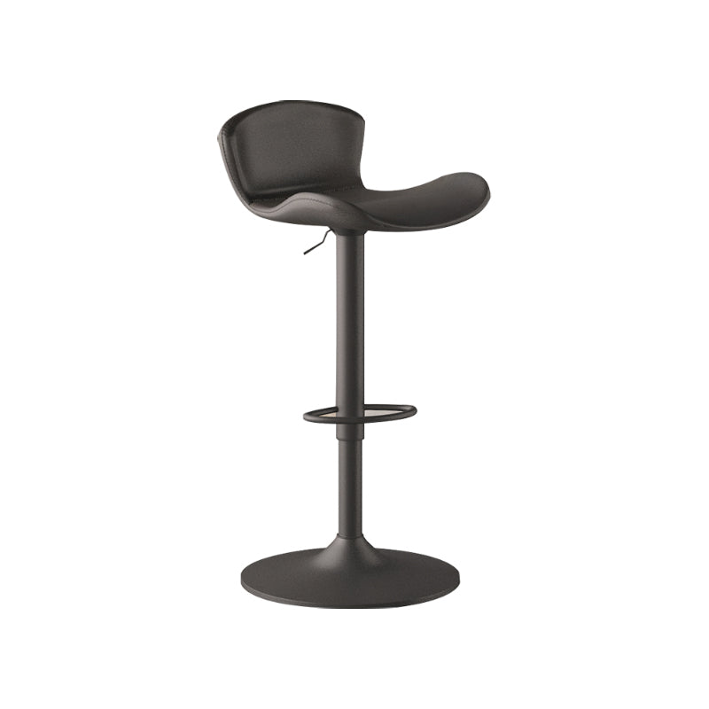 Faux Leather Adjustable Height Swivel Armless Bar Stool with Footrest
