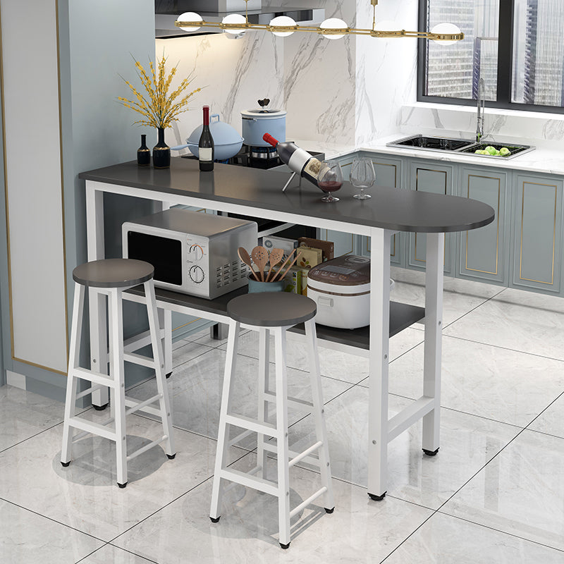 Modern Style Bar Table Set 3 Pieces Bar Table Set with Metal Base for Kitchen