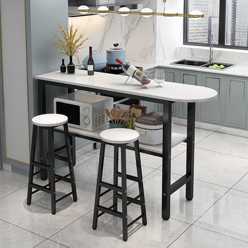 Modern Style Bar Table Set 3 Pieces Bar Table Set with Metal Base for Kitchen