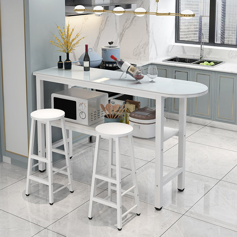 Modern Style Bar Table Set 3 Pieces Bar Table Set with Metal Base for Kitchen