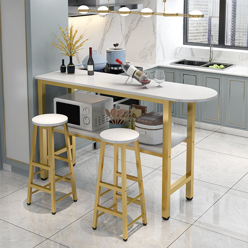 Modern Style Bar Table Set 3 Pieces Bar Table Set with Metal Base for Kitchen