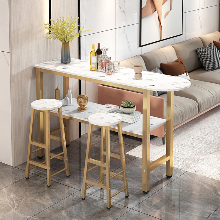 Modern Style Bar Table Set 3 Pieces Bar Table Set with Metal Base for Kitchen