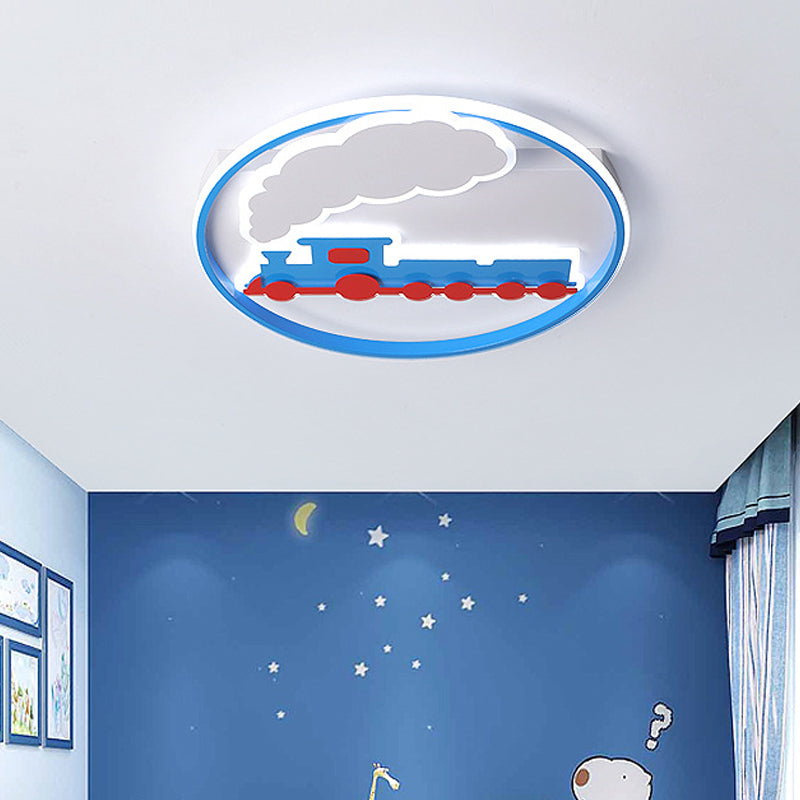 Hedendaagse Trein Plafond Flush Mount Acryl Slaapkamer LED Flush Verlichting met Ring in Warm/Wit Licht