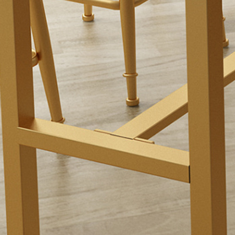 Glam Indoor Bar Dining Table Rectangle Bar Stool Table with Iron Base