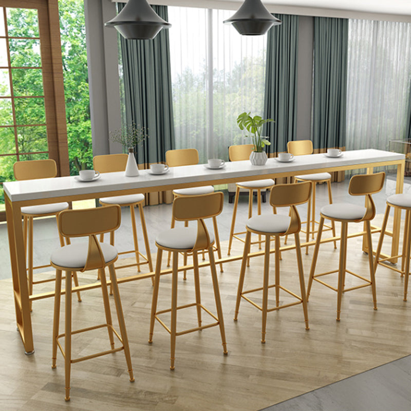 Glam Indoor Bar Dining Table Rectangle Bar Stool Table with Iron Base