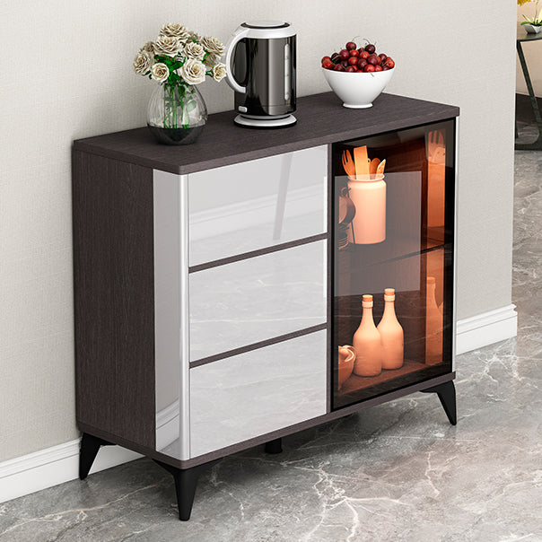 Contemporary Sideboard Cabinet Engineered Wood Sideboard Table with Lighting