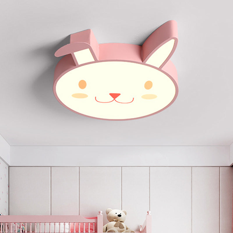 Rabbit Flush Mount Cartoon Style Acrylic Pink/Blue/White LED Flushmount Ceiling Fixture for Bedroom