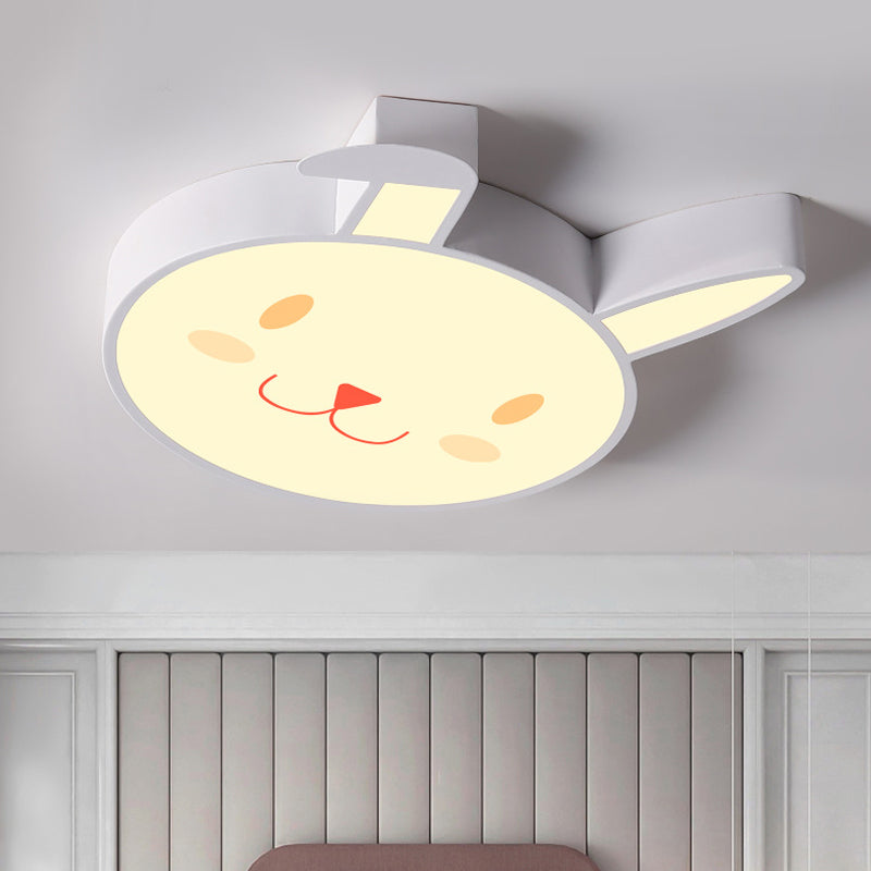 Rabbit Flush Mount Cartoon Style Acrylic Pink/Blue/White LED Flushmount Ceiling Fixture for Bedroom