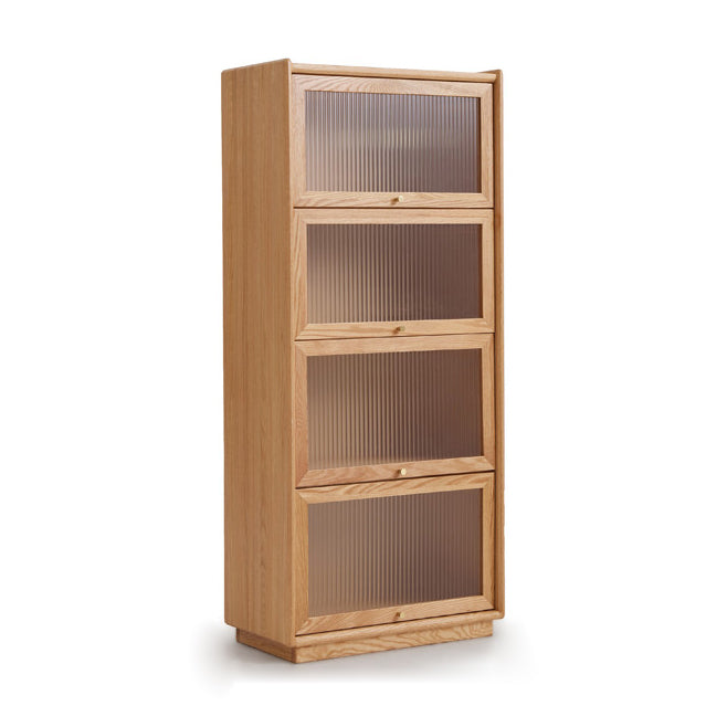 Contemporary Sideboard Cabinet Oak Glass Doors Sideboard Table for Dining Room