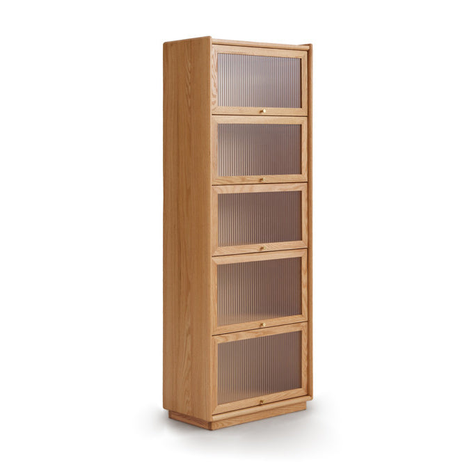 Contemporary Sideboard Cabinet Oak Glass Doors Sideboard Table for Dining Room