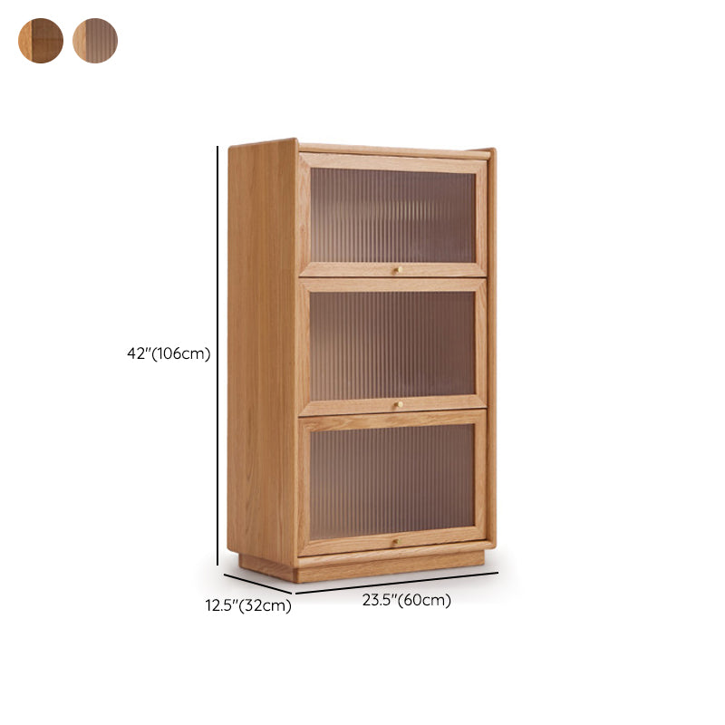 Contemporary Sideboard Cabinet Oak Glass Doors Sideboard Table for Dining Room