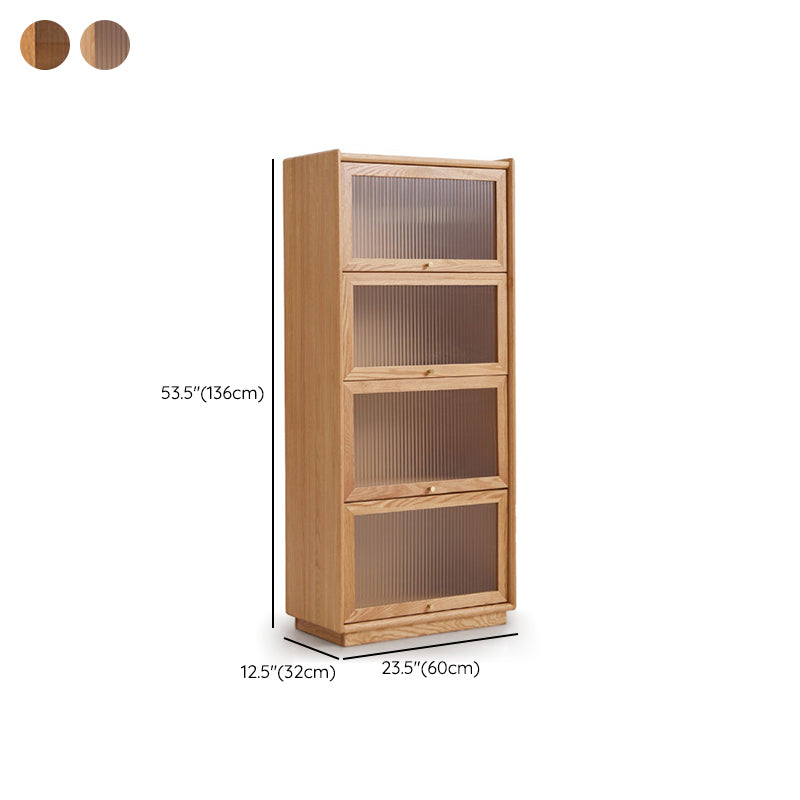 Contemporary Sideboard Cabinet Oak Glass Doors Sideboard Table for Dining Room