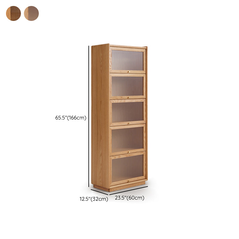 Contemporary Sideboard Cabinet Oak Glass Doors Sideboard Table for Dining Room