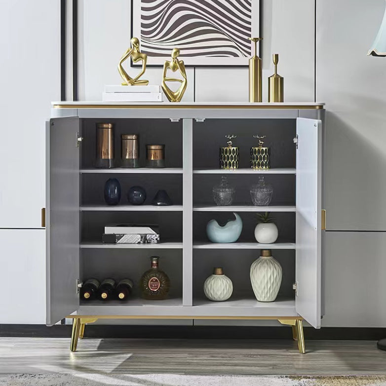 Glam Side Board Faux Marble Sideboard Table with Doors for Dining Room