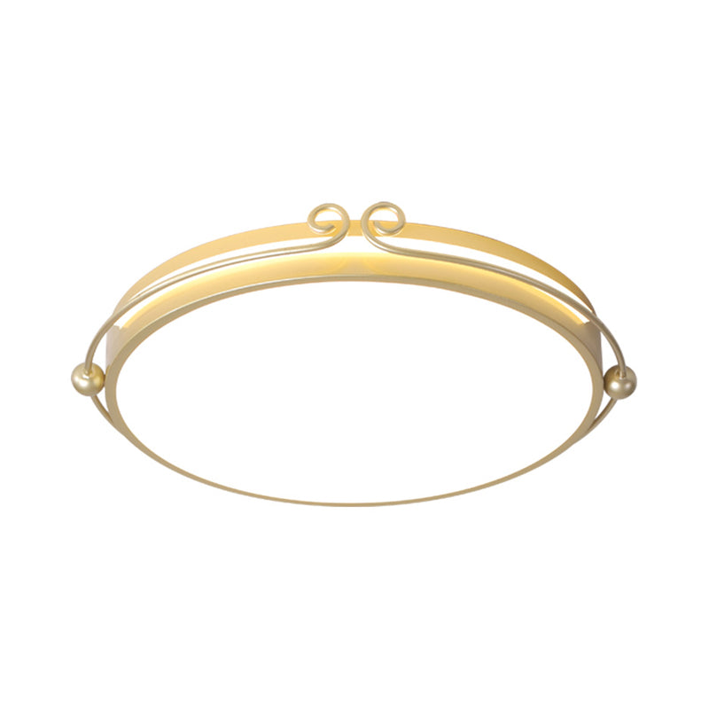 Trommel Flush Deckenleuchte Modernist Acryl Gold LED Flush Mount Befestigung mit gebogenem Design für Schlafzimmer im warmen/weißen Licht