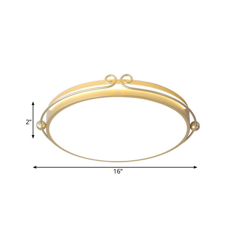 Trommel Flush Deckenleuchte Modernist Acryl Gold LED Flush Mount Befestigung mit gebogenem Design für Schlafzimmer im warmen/weißen Licht