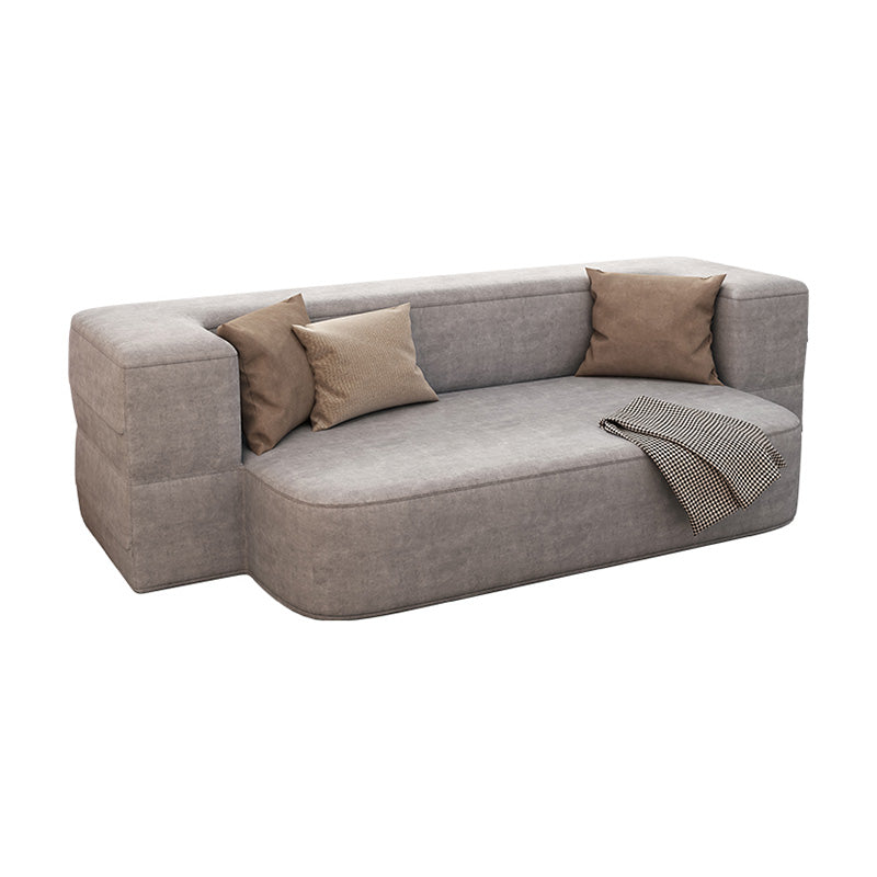 Contemporary Grey Convertible Sofa Upholstered Square Arms Sleeper Sofa