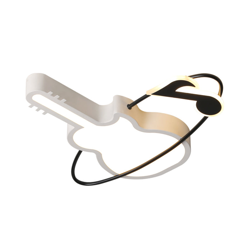 Iluminación empotrada para guitarra acrílica, accesorio LED blanco contemporáneo montado en el techo con nota musical para dormitorio en luz blanca/cálida