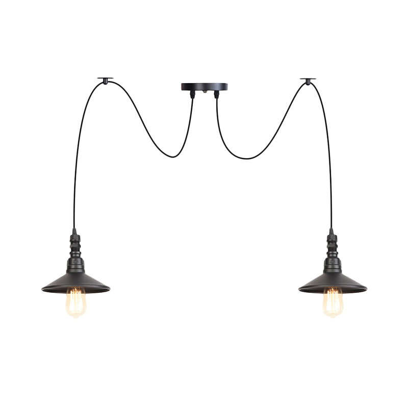 Iron Saucer LED Multi-Light Pendant Vintage 2/3/6 Lights Bar Swag Pendulum Lamp in Black