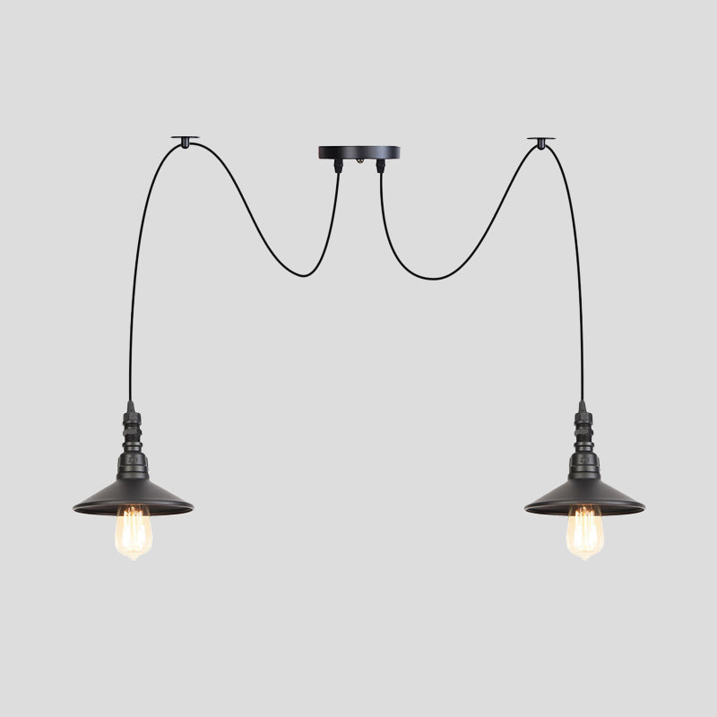 Iron Saucer LED Multi-Light Pendant Vintage 2/3/6 Lights Bar Swag Pendulum Lamp in Black