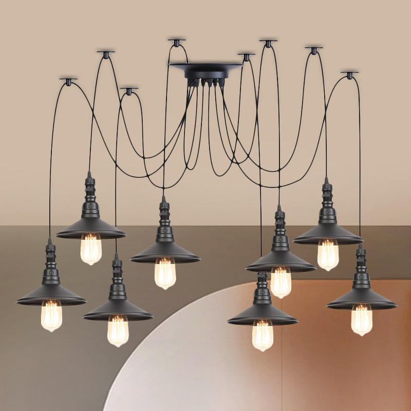 Iron Saucer LED Multi-Light Pendant Vintage 2/3/6 Lights Bar Swag Pendulum Lamp in Black